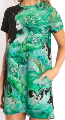 Blackmilk  WATERCOLOUR MERMAID SWING TEE DRESS  Size Medium M NWT Under the Sea