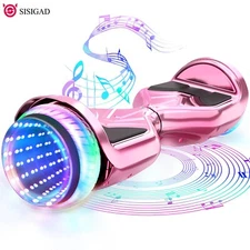 SISIGAD 6.5" Flash Wheel Self Balancing Scooter Hoverboard LED Lights Bluetooth