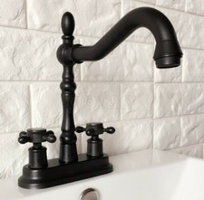 Oil Rubbed Bronze Swivel 4" Centerset 2 Hole Bath/Kitchen Sink Faucet Mixer Tap