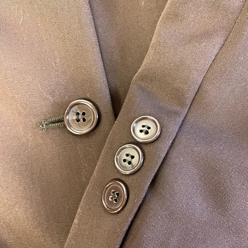 De Colección Y2K United Colores Of Benetton Dama Marrón Abrigo Deportivo TRAJE Chaqueta 3 BTN Blazer Foto 4 de 4