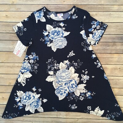 SMALL MELISSA LuLaRoe ~ NAVY BLUE FLORAL ~ Tunic Top; Sizes 6-8; FREE SHIPPING!