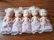 Tyco Quints  Set of 5 Tiny Baby Dolls 1990 Vintage