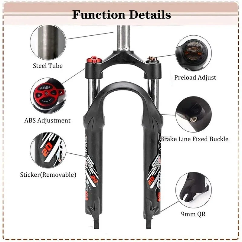 20 Inch BMX Folding Bike Front Suspension Oil Spring Fork Disc Brake Travel 50mm - Image 2 of 4
