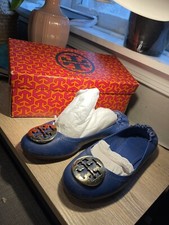 TORY BURCH Blue Nile Reva Mestico Size 7 Used With Box Ballet Slippers