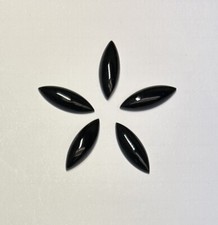 Natural Black Onyx Cabochon Marquise Flat Back Calibrated Loose Gemstones 5 PCS