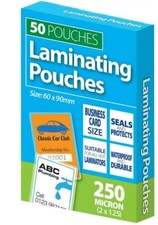 50 Laminating Pouches ID Business Card 250Micron Seal Protect Waterproof Durable