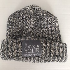 Love Your Melon Cuffed Beanie Winter Hat Navy White Gray