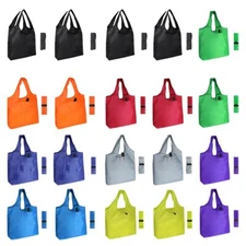20 Pack Durable Colorful Folding Reusable Grocery Bags Handles Bulk Heavy Duty S