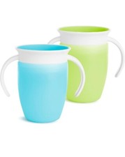 Munchkin Miracle 360 Trainer Sippy Cup with Handles, Spill Proof, 7 Ounce, 2 Pk