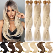 Fusion Keratin Flat Nail U Tip 100 Remy Human Hair Extensions Thick Pre Bonded