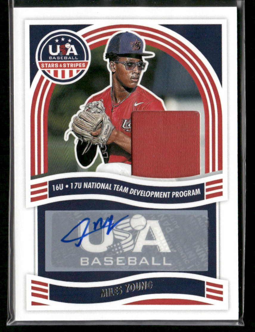 Miles Young 2024 Panini Stars & Stripes USA Baseball Game Used Jersey Auto