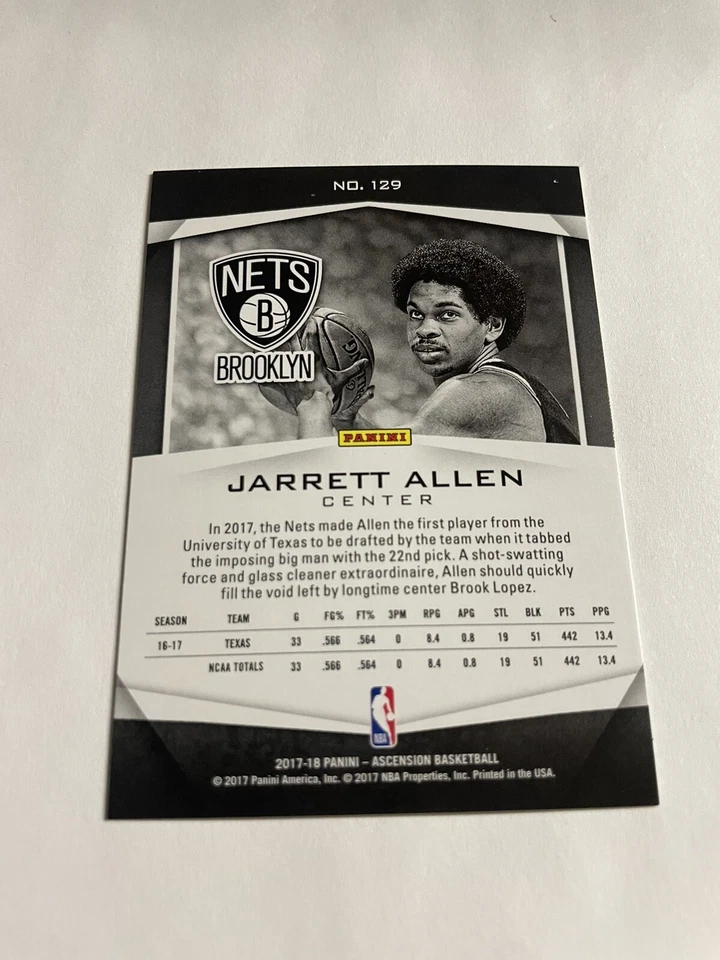 Free Ship 2017-18 Panini Ascension Jarrett Allen RC Green #d/25 SSP ball by head - Image 2 of 2