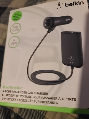 Belkin Road Rockstar 4 Port Passenger Car Charger - Black for sale 