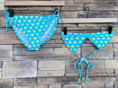 Ruby For Girls Jantzen 2 PC SWIMSUIT BATHINGSUIT  12 Yellow Hearts Bikini & Bra
