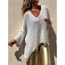 Contrast V-Neck Long Sleeve Sweater