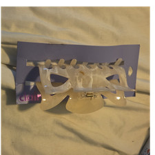 Beige Rectangular Hair Claw Clip With Teeth 6 in Plastic Women