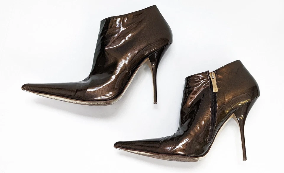 GIANMARCO LORENZI Stiletto Tacones Altos Punta Punta Punta Botines Hechos en Italia 8 Foto 3 de 4