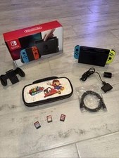Nintendo Switch 32GB Gray System With Games & Carry Case Complete With Box !