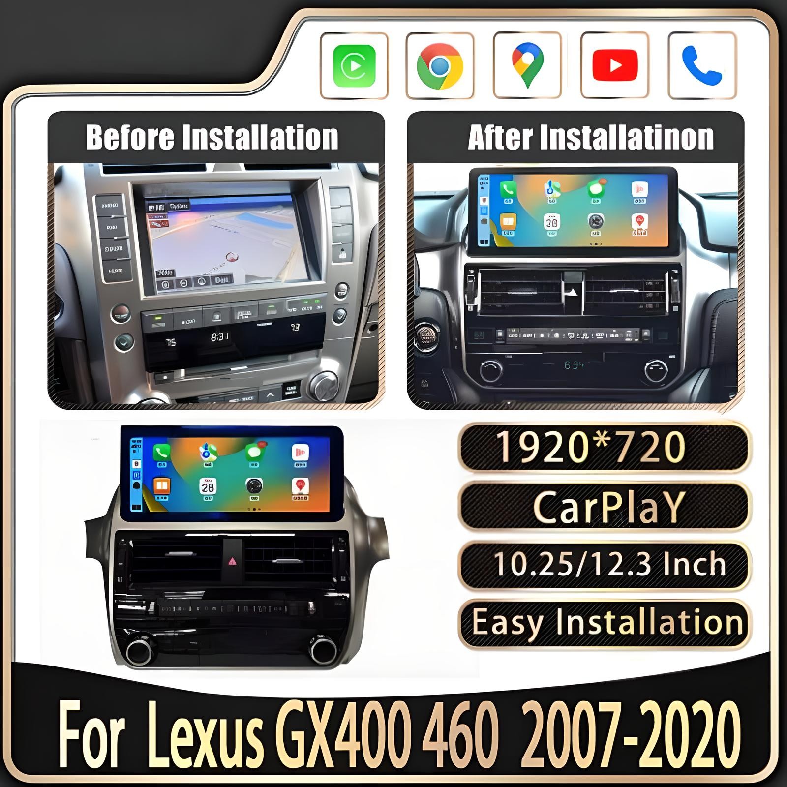 For Lexus GX460 GX400 2010-2022 12.3