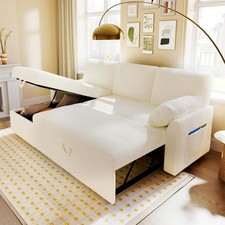 Sleeper Sofa, Sofa Bed- 2 in 1 Pull Out Couch Bed with Storage Chaise