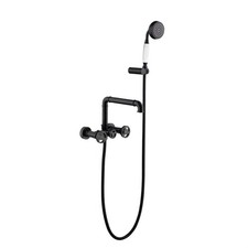 FLG Wall Mount Claw Foot Tub Faucet with Hand Shower Matte Black RB0991