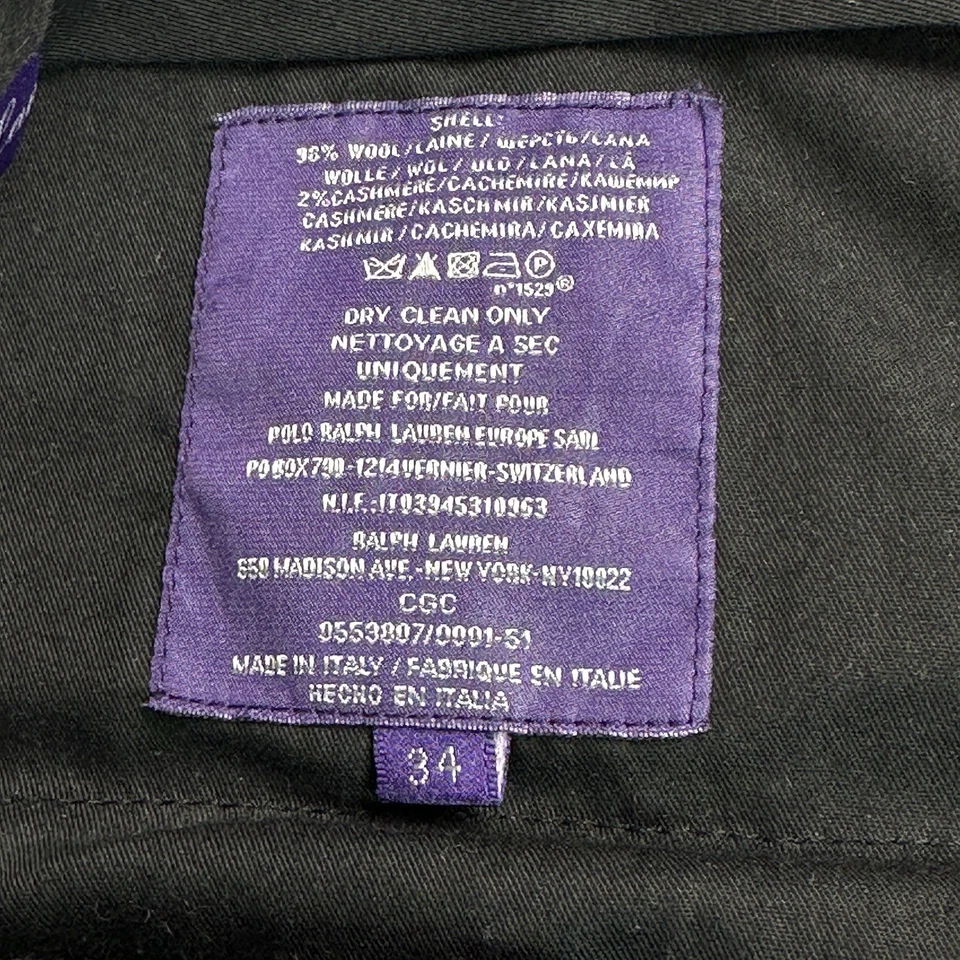 Pantalones de vestir Ralph Lauren etiqueta púrpura lana cachemir cintura plana ajustable 34-36W Foto 4 de 4