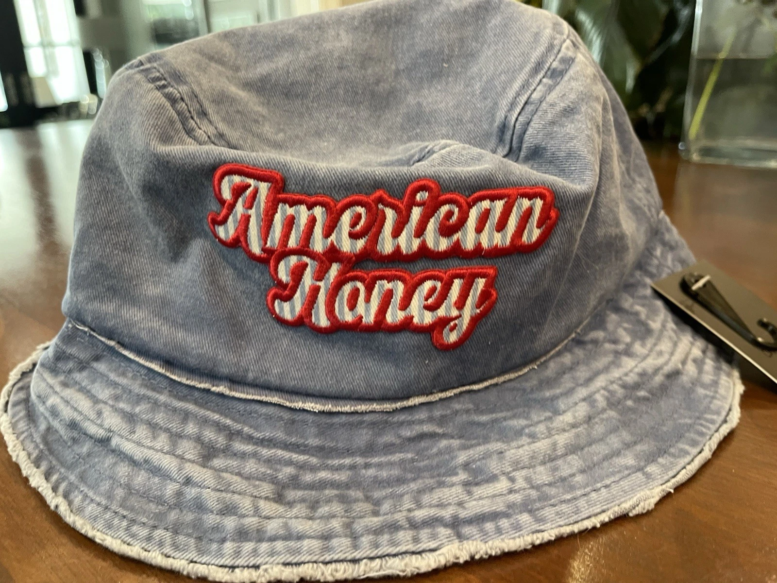 American Honey David And Young Bucket Hat Denim NWT Red White And Blue Appliqué
