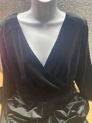 Knox Rose Black Maxi Dress XL Velvet Burnout Witchy Whimsigoth Boho V Neck