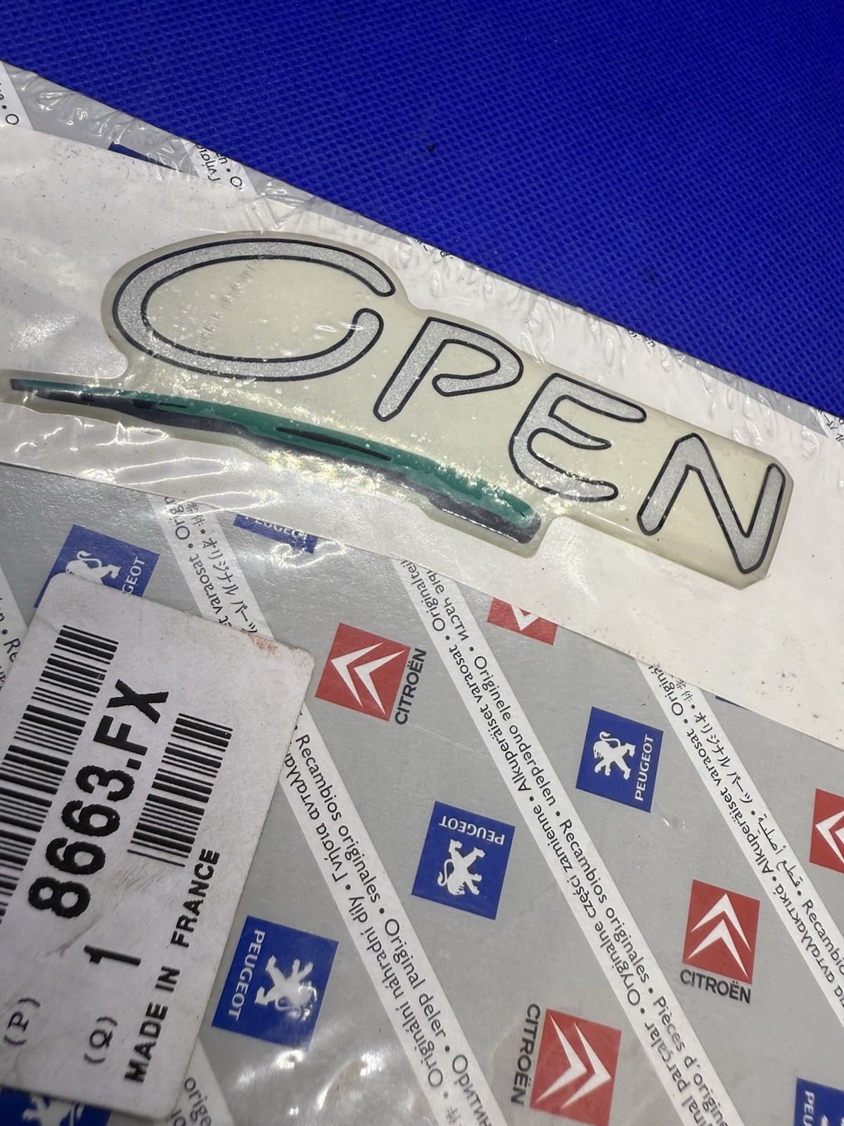 Logo autocollant PEUGEOT 106 206 306 sticker OPEN d'origine référence 8663.FX