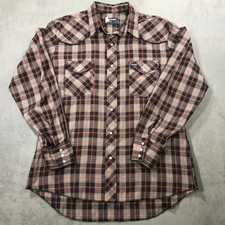 Vintage Wrangler Pearl Snap Western Shirt Men's L Plaid Lightweight USA 90s 80s