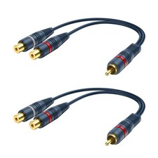 2 Pack RCA Y Splitter Cable 1 Male to 2 Female 6 Inch Audio Adapter Cord