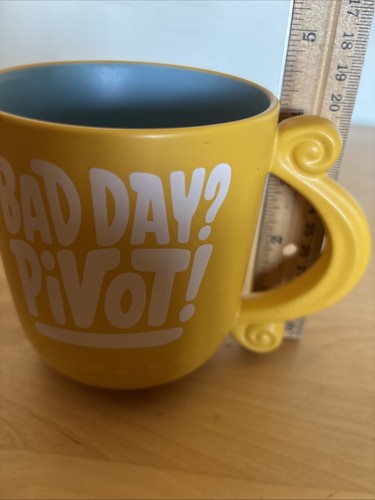 Friends Sculpted Coffee Mug "Bad Day? Pivot!" Yellow Blue 19 oz Hallmark - Picture 6 of 8
