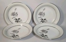 Set Of 4 Fruit Bowls Nocturne By Yamaka Japan 5 1/2” Vintage Black Rose Platinum