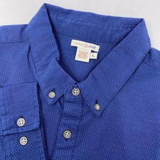 Carbon 2 Cobalt Button Down Mens XL Blue Micro Dot Long Sleeve Cotton Shirt