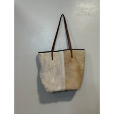 Vintage UCAN USA Made Genuine Cowhide Leather Tote Bag Brown Tan Western Purse