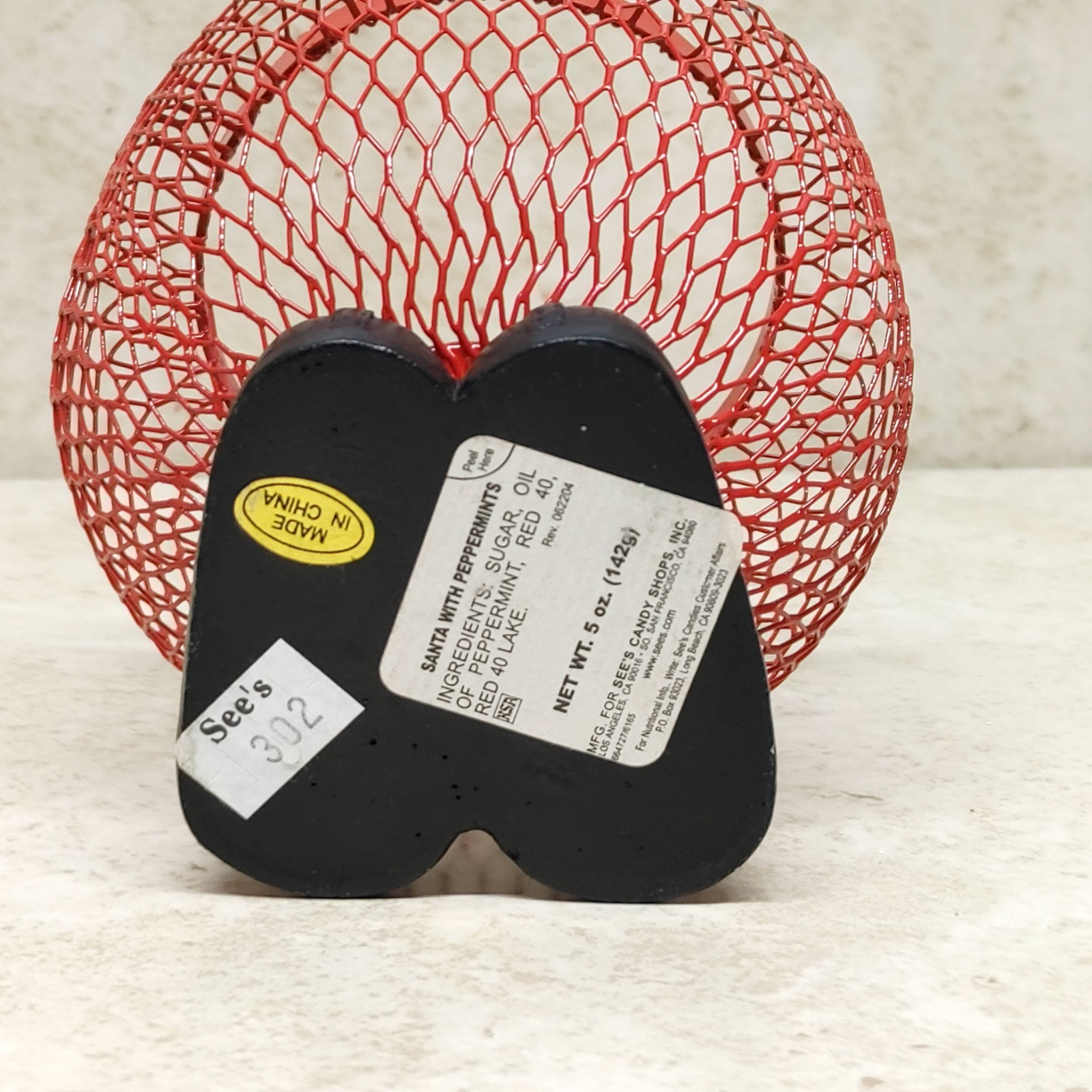 See's Candy Santa Christmas Candy Holder Basket 7" Empty