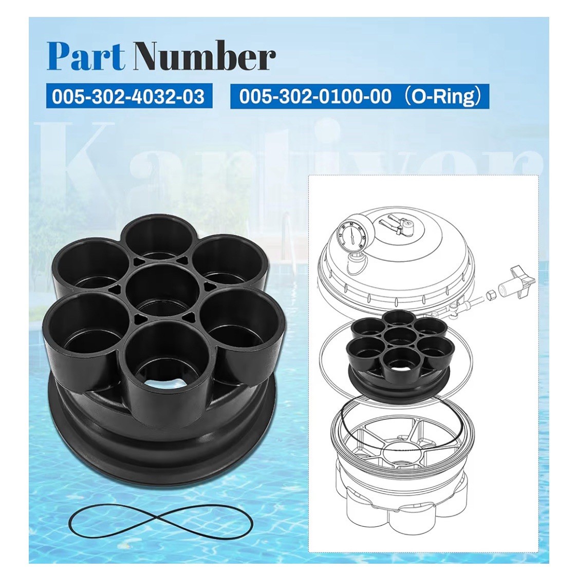 005302403203 Water Valve Base Kit  For Paramount Six Port Module & Shell O-Ring