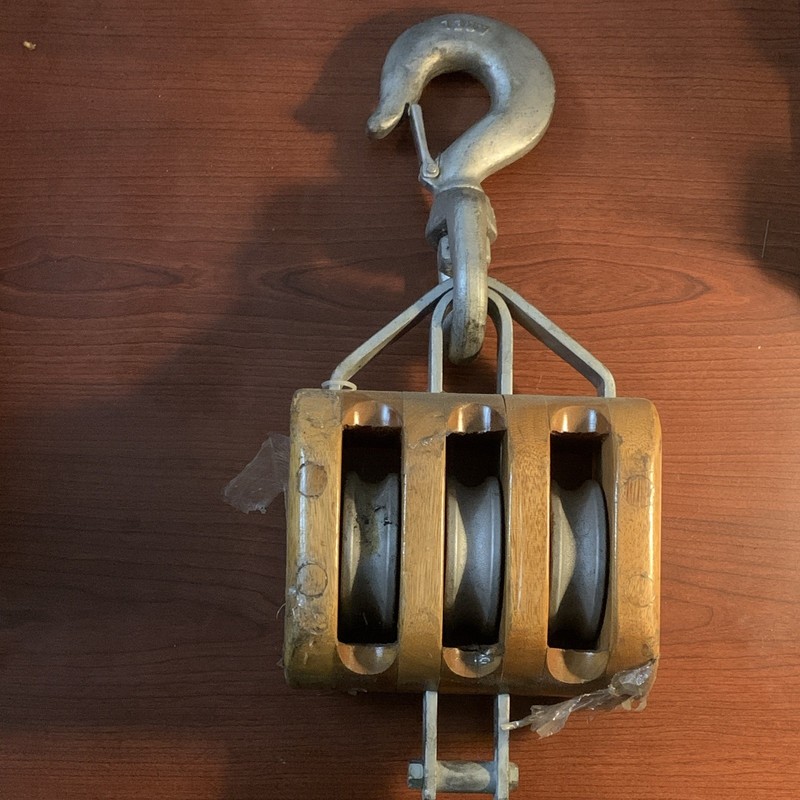 Sea Link SL 203 B-6 SH Wood 3-Sheave Block Pulley w/ Swivel Hook WLL 4000