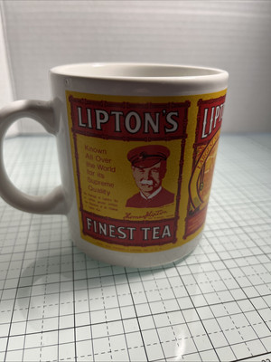 Vintage White Thomas Lipton Tea Collector Mug Cup Advertisement Retro