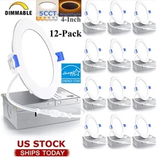 12Pack 4 Inch 5CCT Recessed Light with Night Light,Canless LED Recessed Lighting