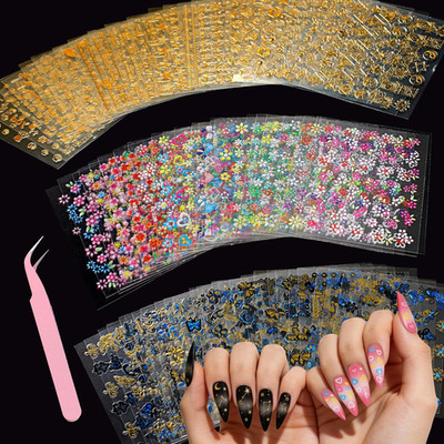 90 Sheets Nail Stickers for Nail Art DIY, 3D Nail Art Stickers Decals, Self Adhe