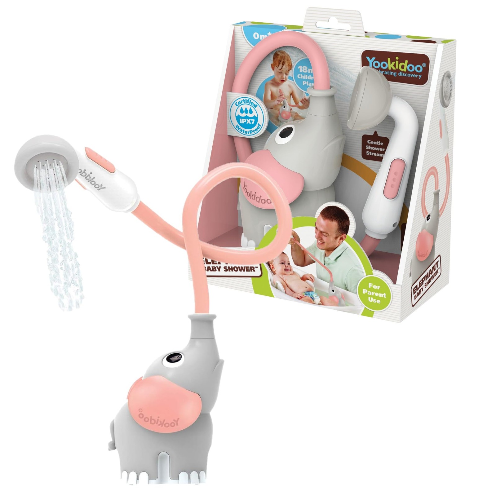 Yookidoo Pink Elephant Baby Bath Toy - Shower & Bathtub Game
