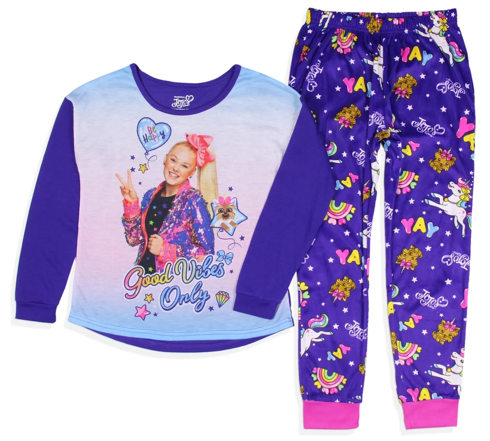 Conjunto de pijama de 2 piezas de camisa y pantalón solo para niñas JoJo Siwa Foto 2 de 4