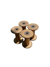 Lot 4 Wooden Spools Bobbins United Rayon Mills Industrial Textile 4" Tall Decor
