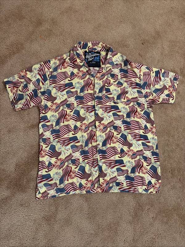The Hawaiian Shirt By Rowdy Gentleman Button Up American Flag Shirt XL