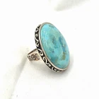 Vintage Barse 925 Sterling Silver Large Oval Turquoise Ring Size 7 Signed