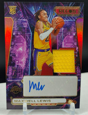 Maxwell Lewis #/75 AUTO RED Patch Rookie 2023-24 Panini Recon RPA LA Lakers RC