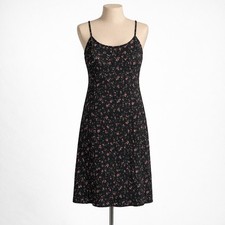 Floral Rosebud Sleeveless Midi Dress Sz M Black Tie Back Dark Romantic Coquette