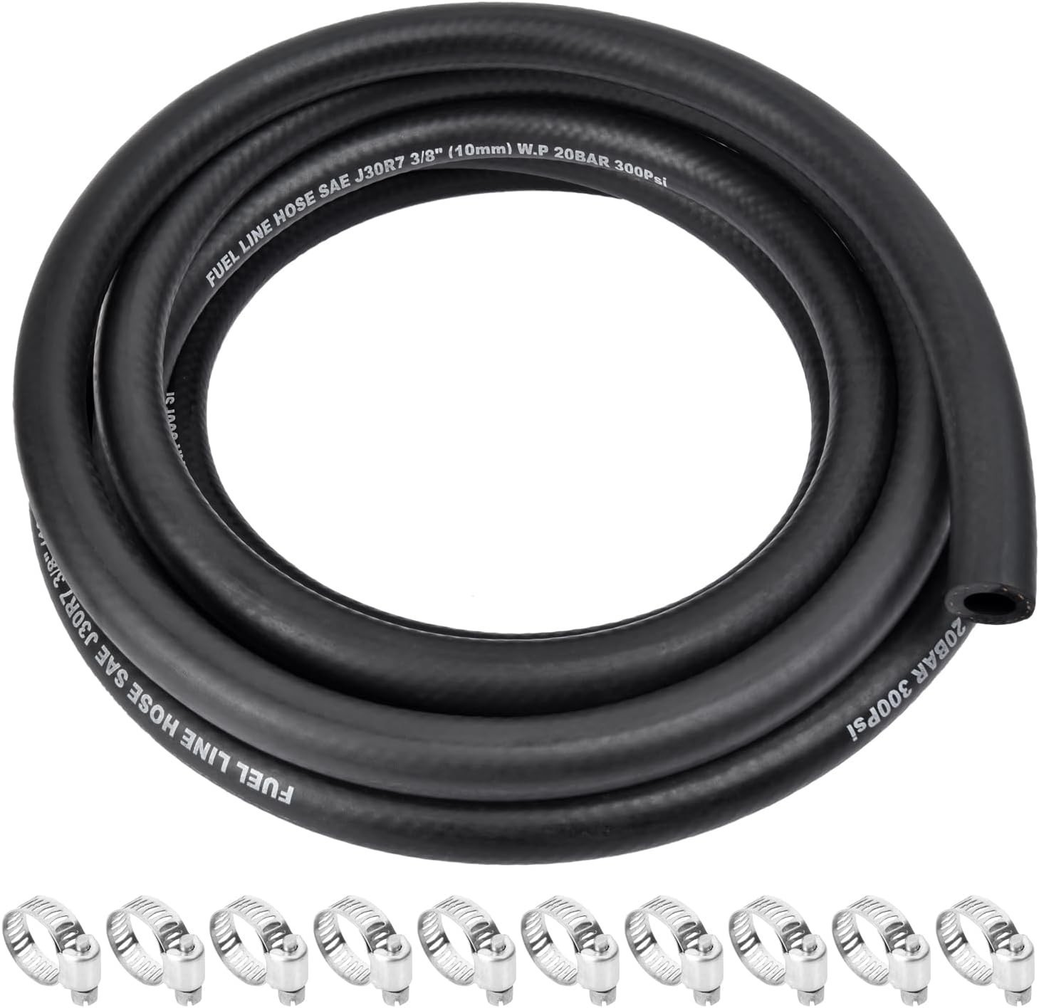 5/16 Inch ID Fuel Line Hose 10FT Marine Grade Fuel Line with 10PCS Hose Clamp