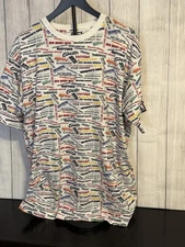 Men’s UNK NBA Fusion Shirt – All Team Graphic Print – White – Size XL